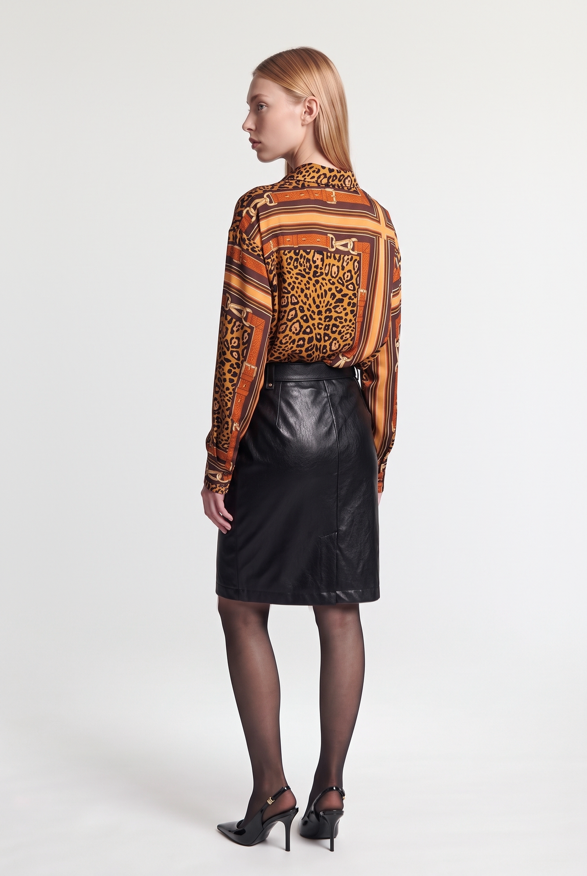 Leopard scarf-print bow shirt - Leopard - back view