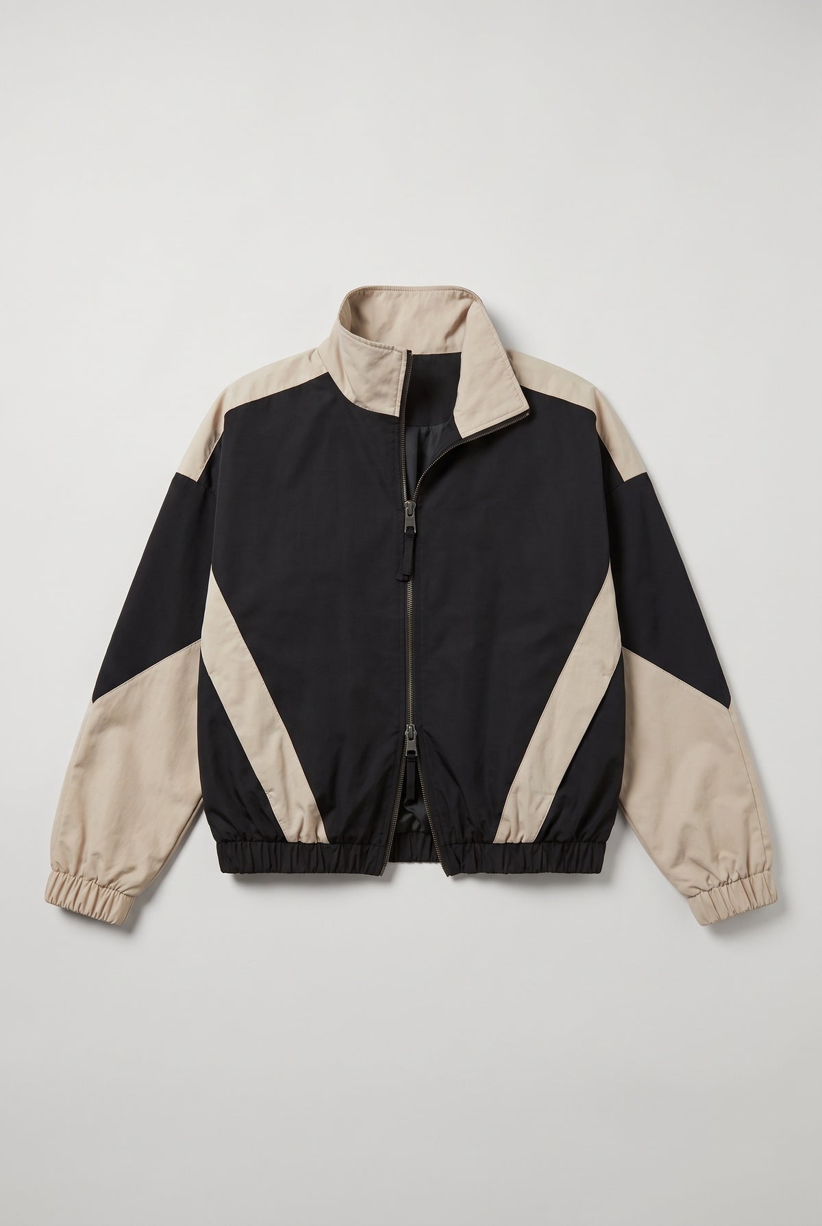 Black and cream colourblock bomber - Black - flat lay