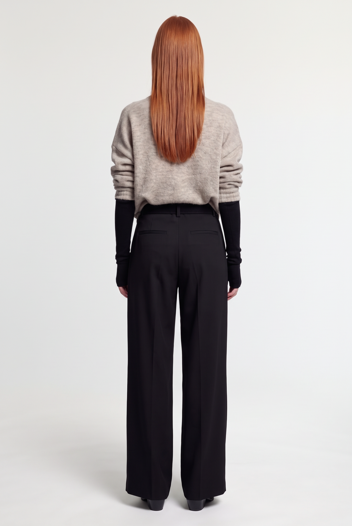Oversized Crewneck Sweater - Beige - back view