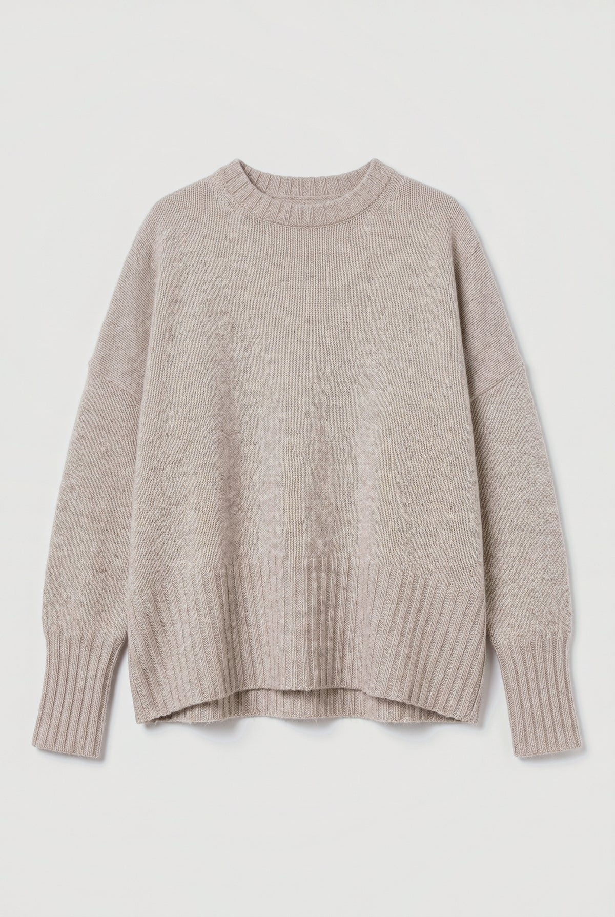 Oversized Crewneck Sweater - Beige - flat lay