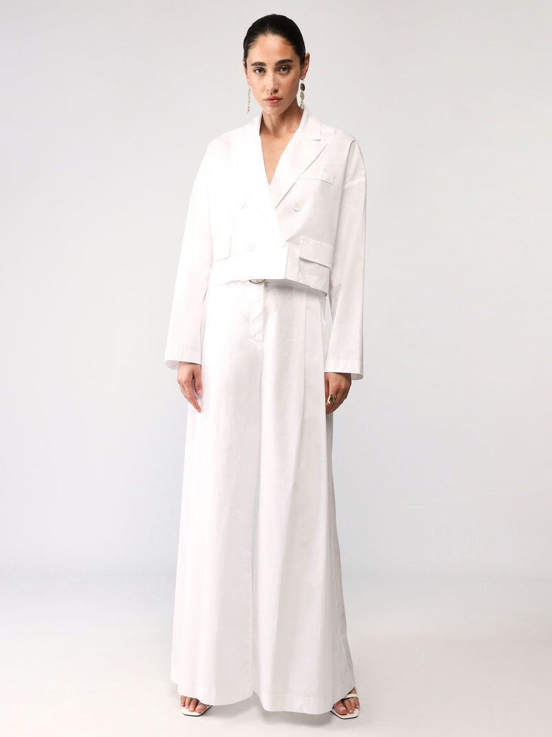 Darted palazzo trousers with belt