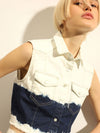 Cropped vest with patch breast pockets