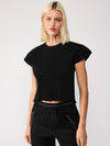 Cropped blouse with cap sleeves
