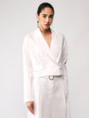 Blazer court surdimensionné avec revers en pointe et poche poitrine