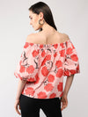 Top col Bardot imprimé fleuri