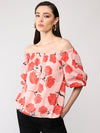 Top col Bardot imprimé fleuri