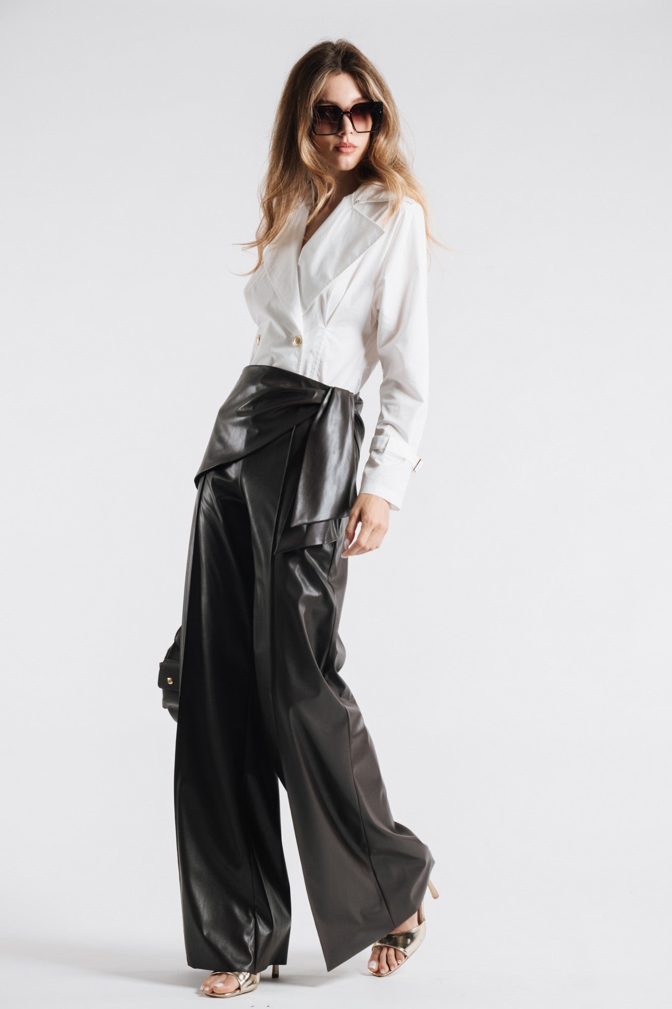 Wrap Faux Leather Trousers