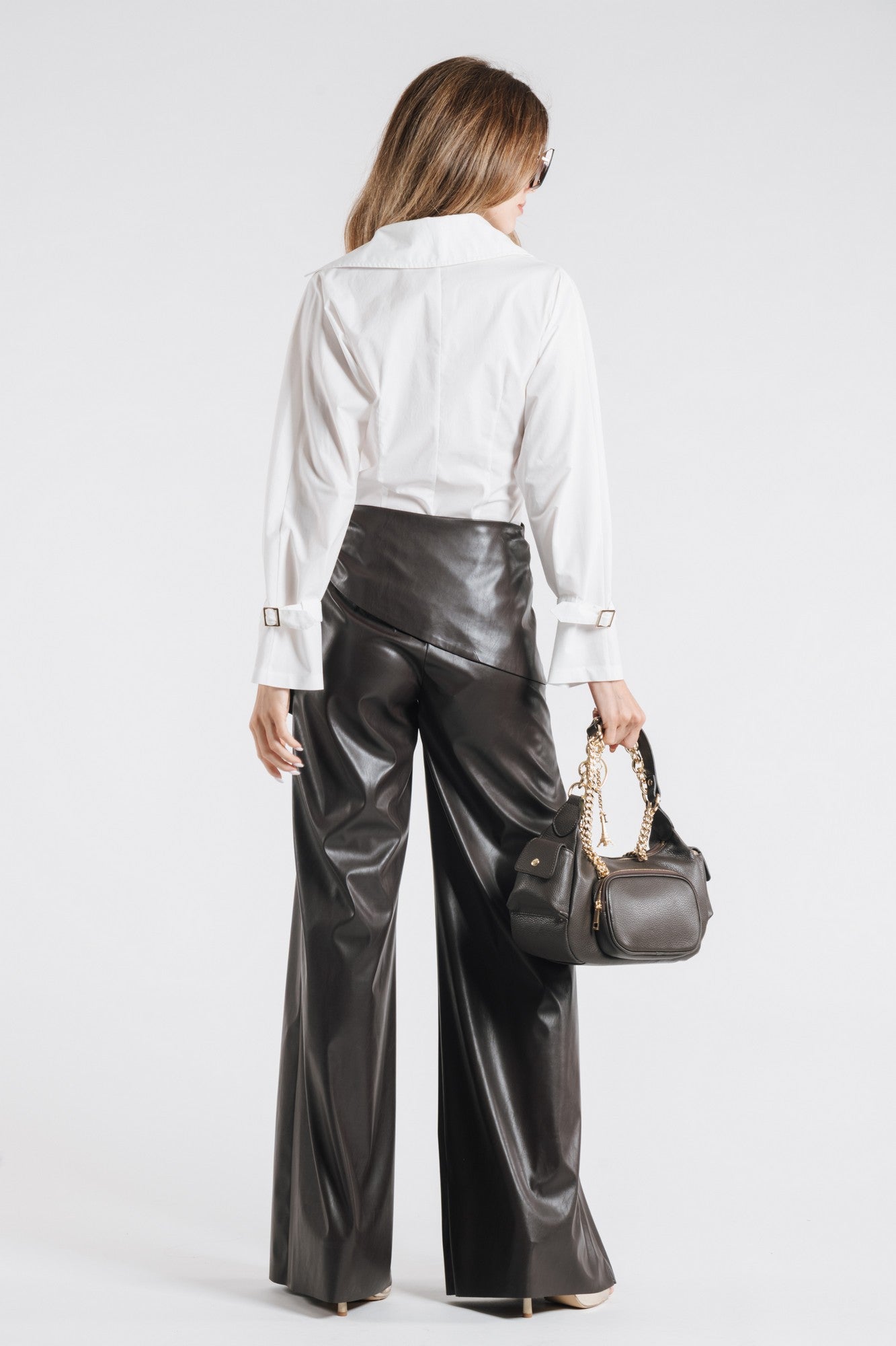 Wrap Faux Leather Trousers
