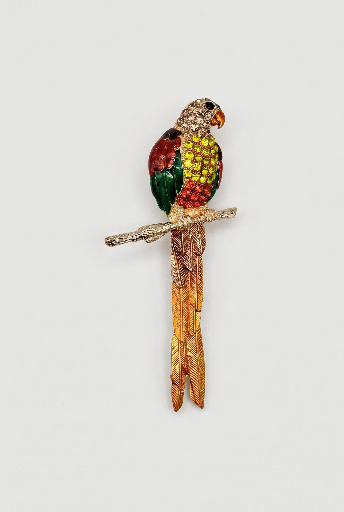 Parrot brooch - Red + green - still