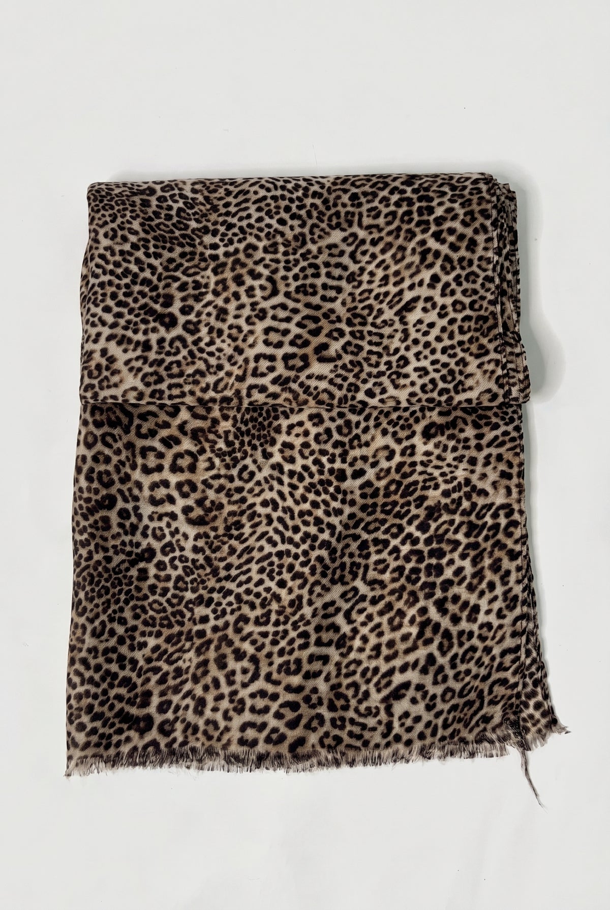 Leopard-Print Scarf - Camel - Flat lay, folded