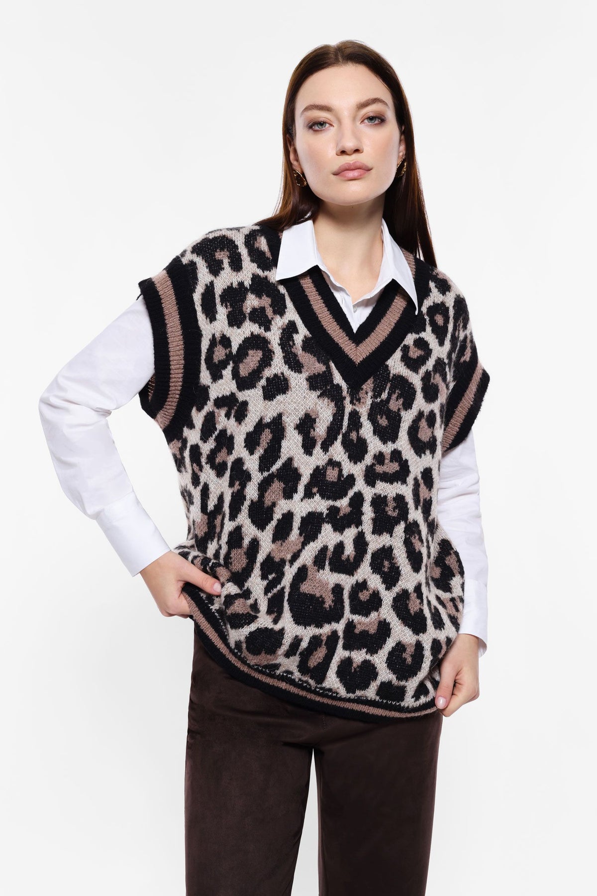 Animal print v-neck vest - Maska