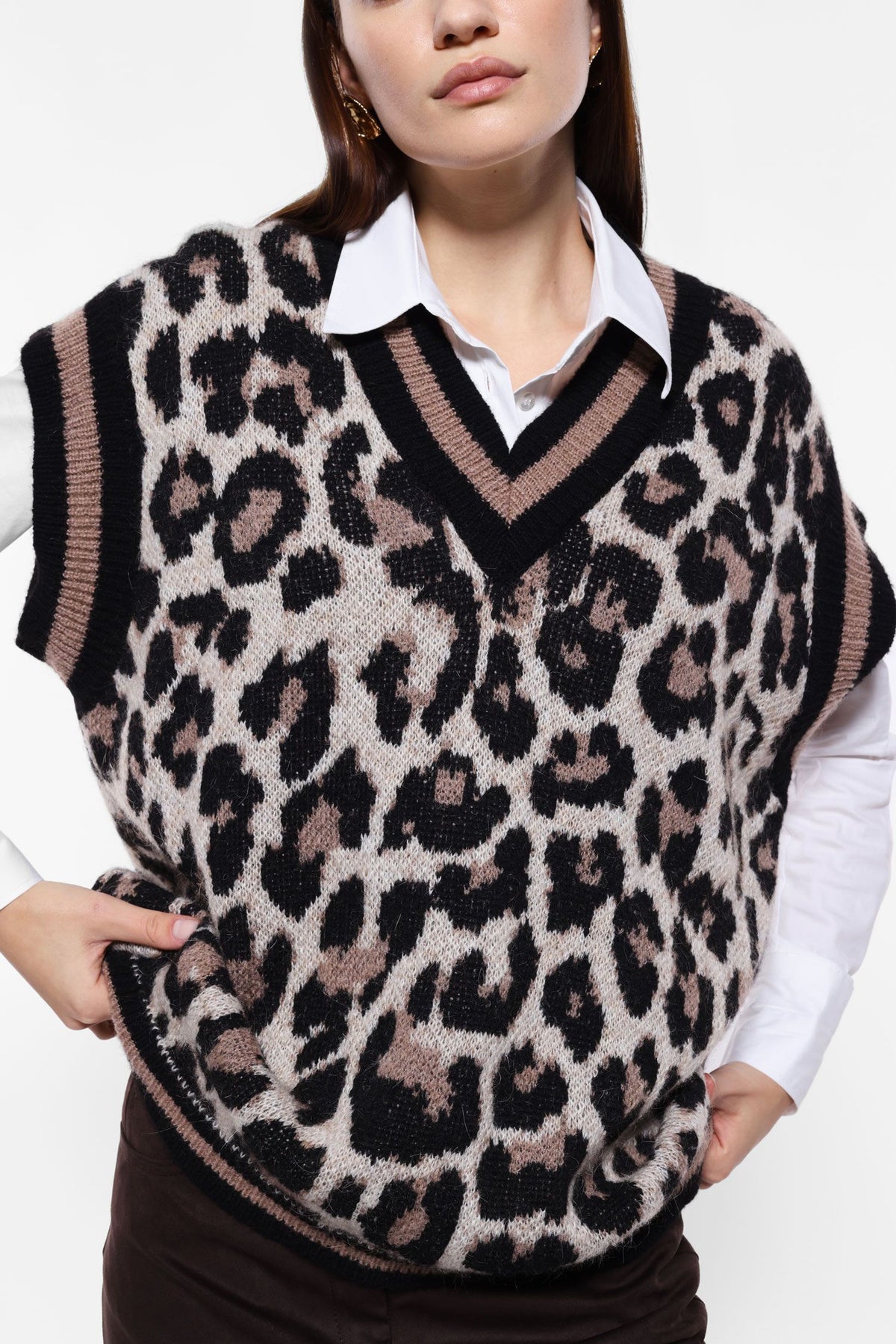 Animal print v-neck vest - Maska