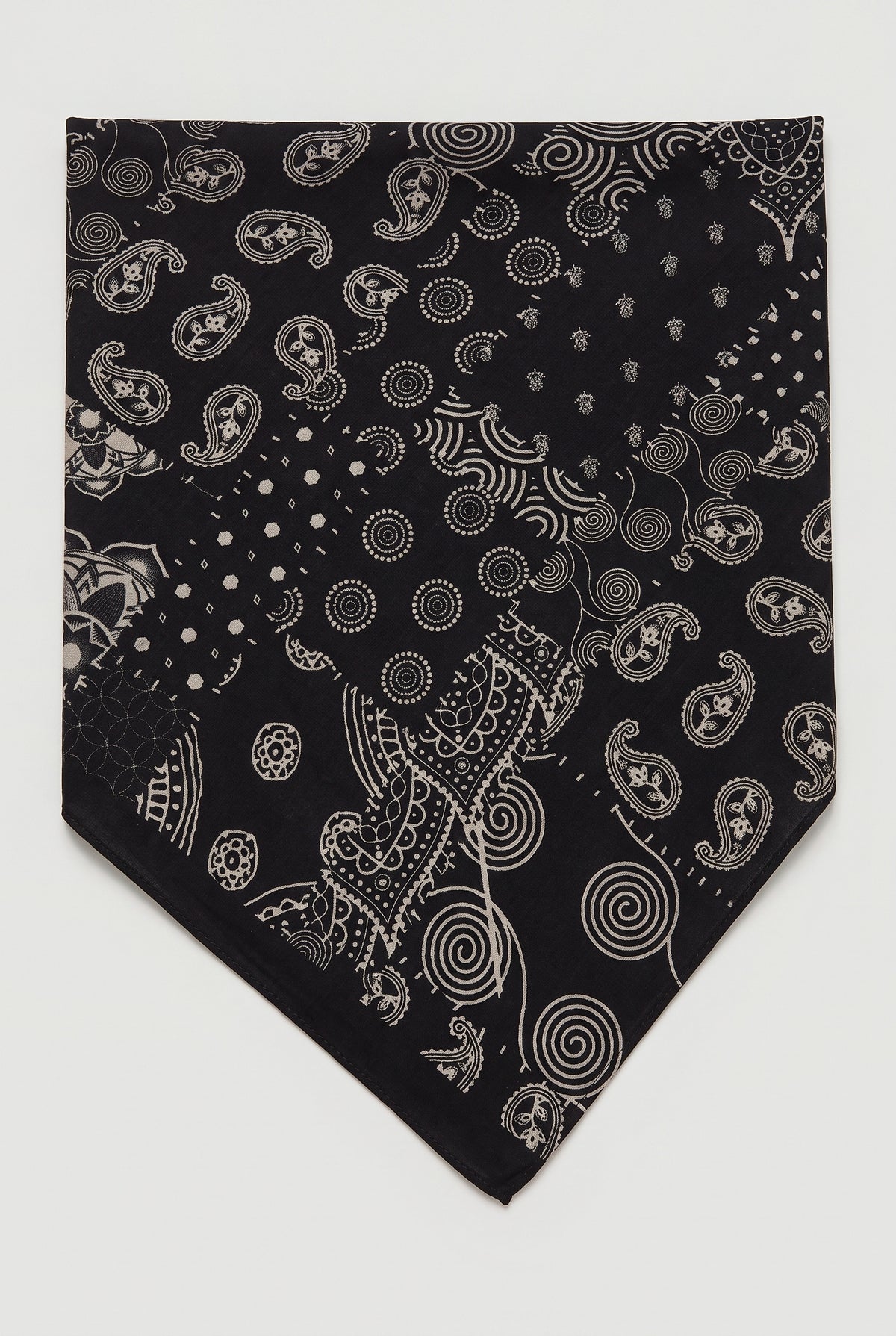 Bandana with a tonal patchwork print - Black - Flat lay, open
