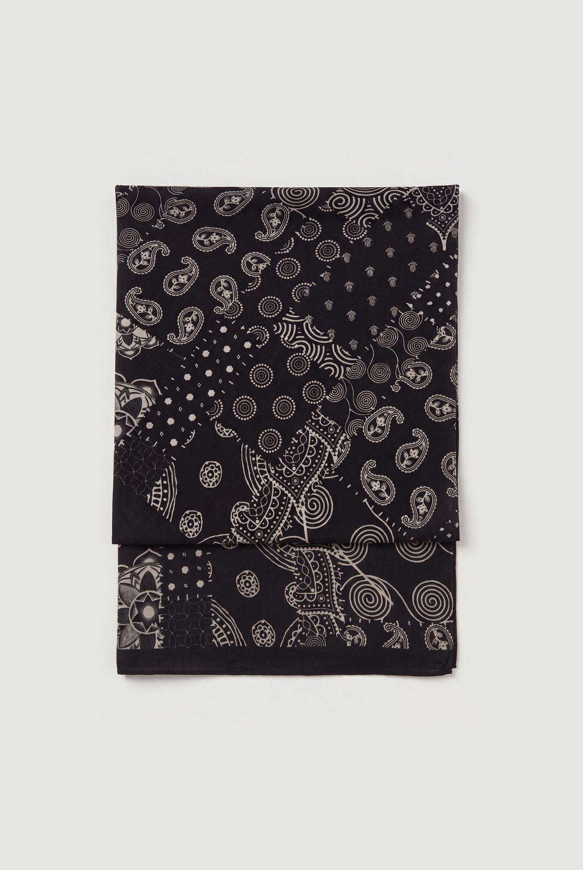 Bandana with a tonal patchwork print - Black - Flat lay, folded