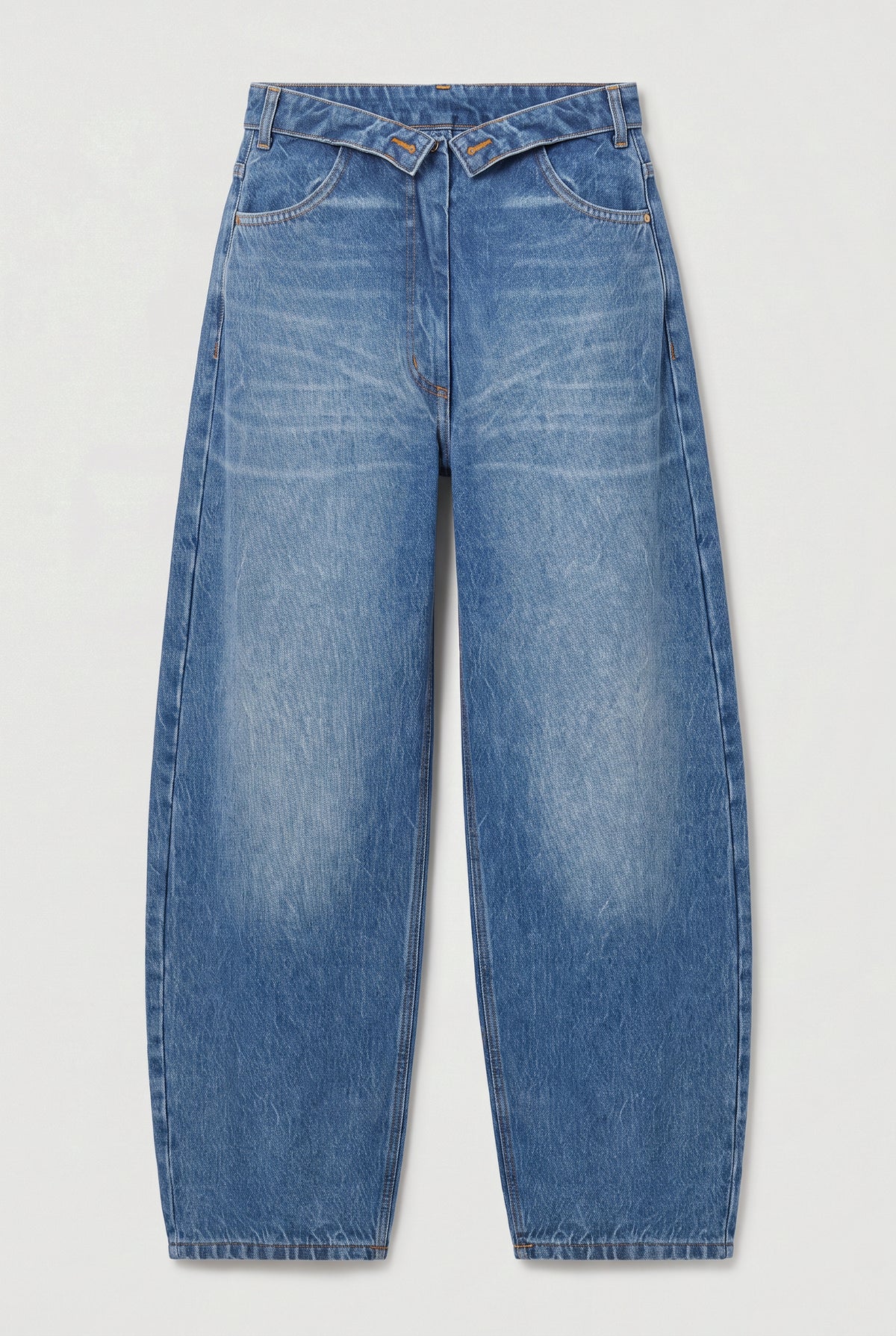 Barrel-Leg Jeans - Blue - flat lay