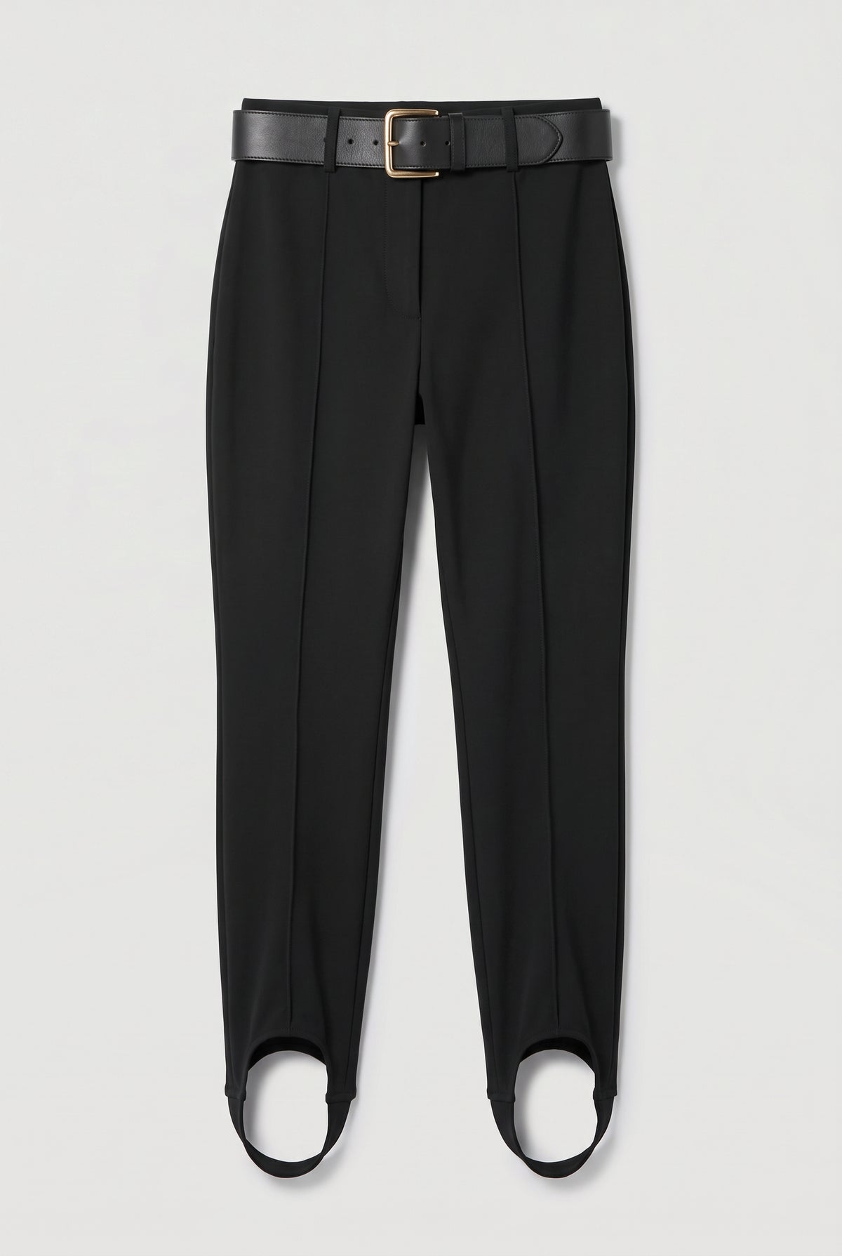Belted Stirrup Pants - Black - flat lay