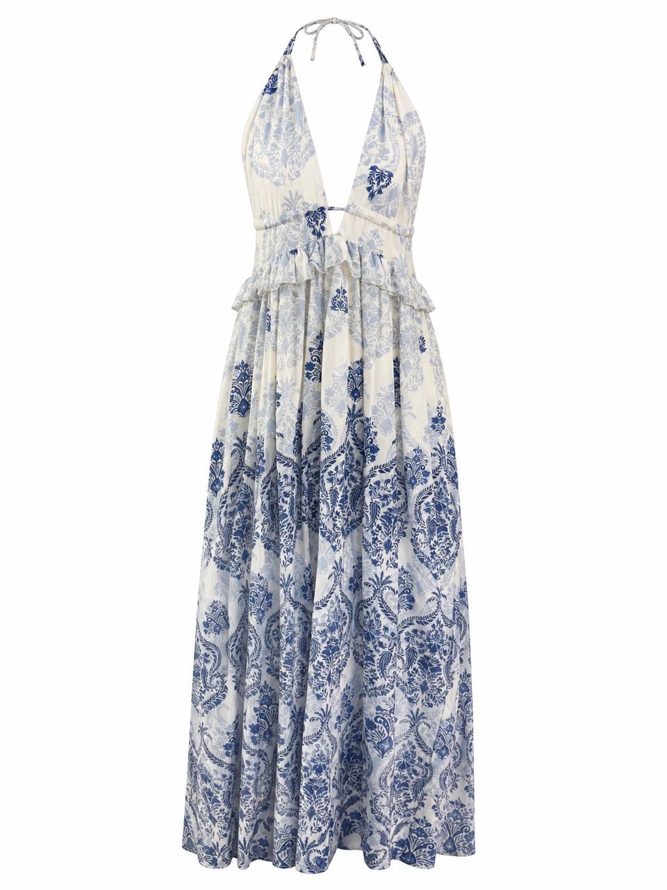 BLUE PRINTED DRESS