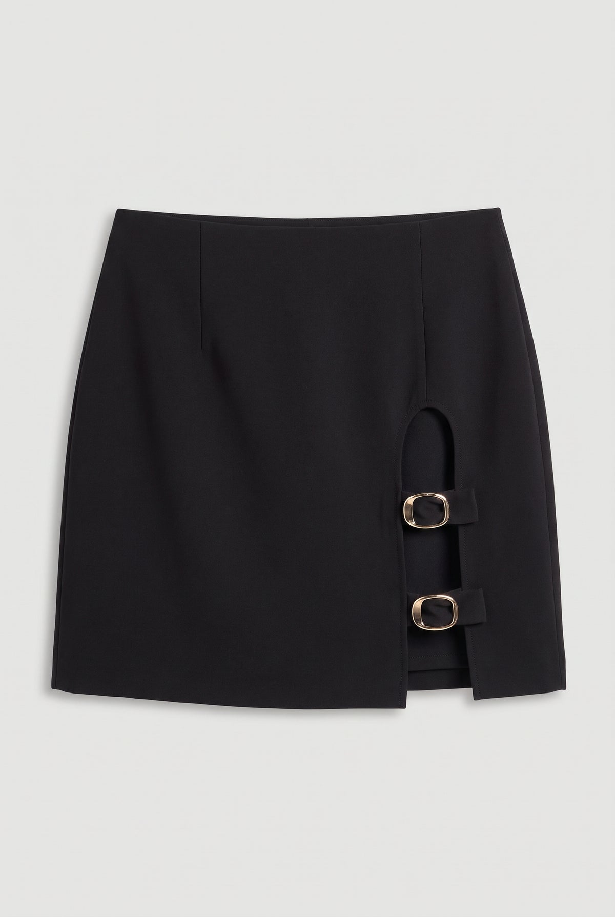 Buckle-Detail Mini Skirt - Black - flat lay