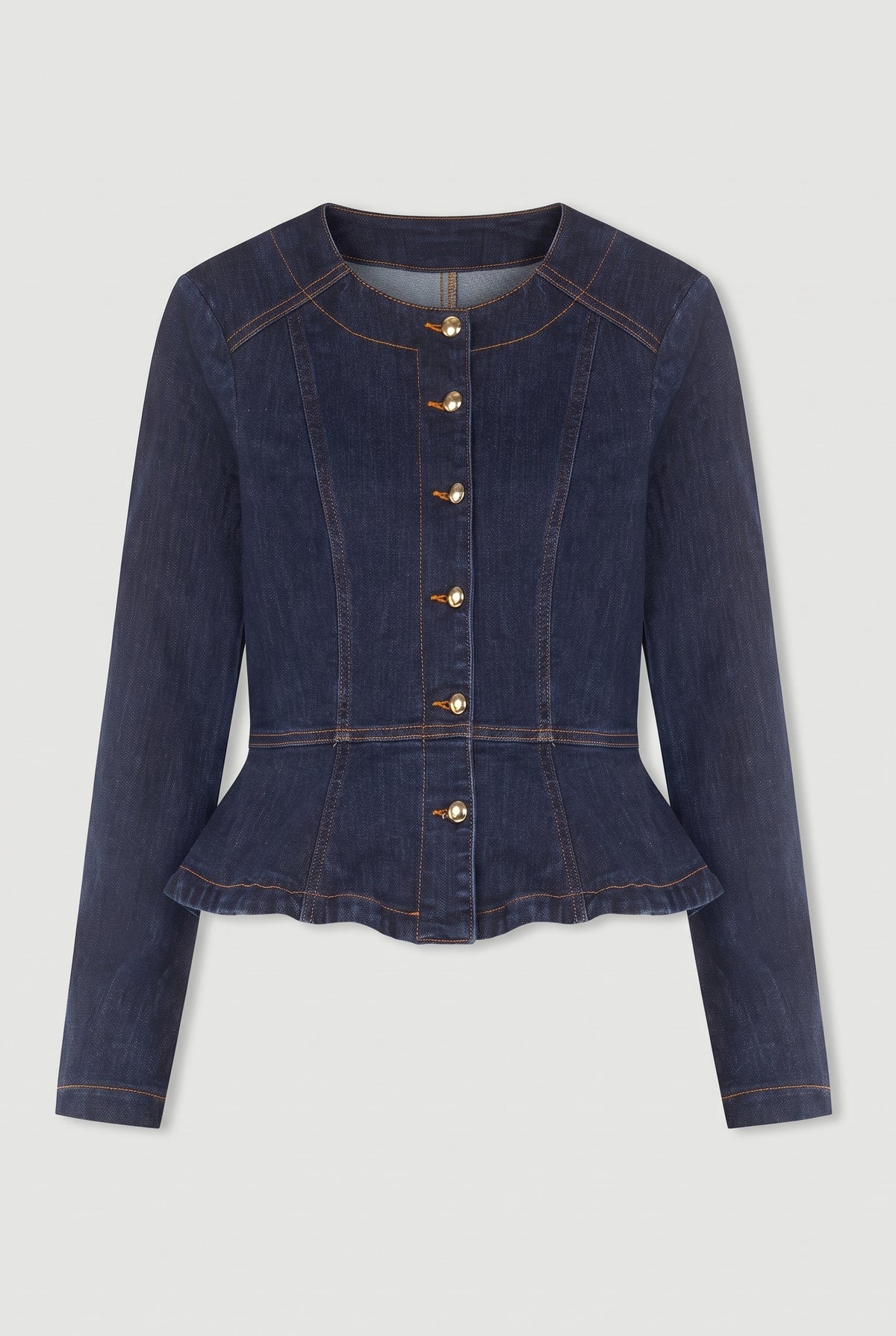 Denim Peplum Jacket - Blue - flat lay