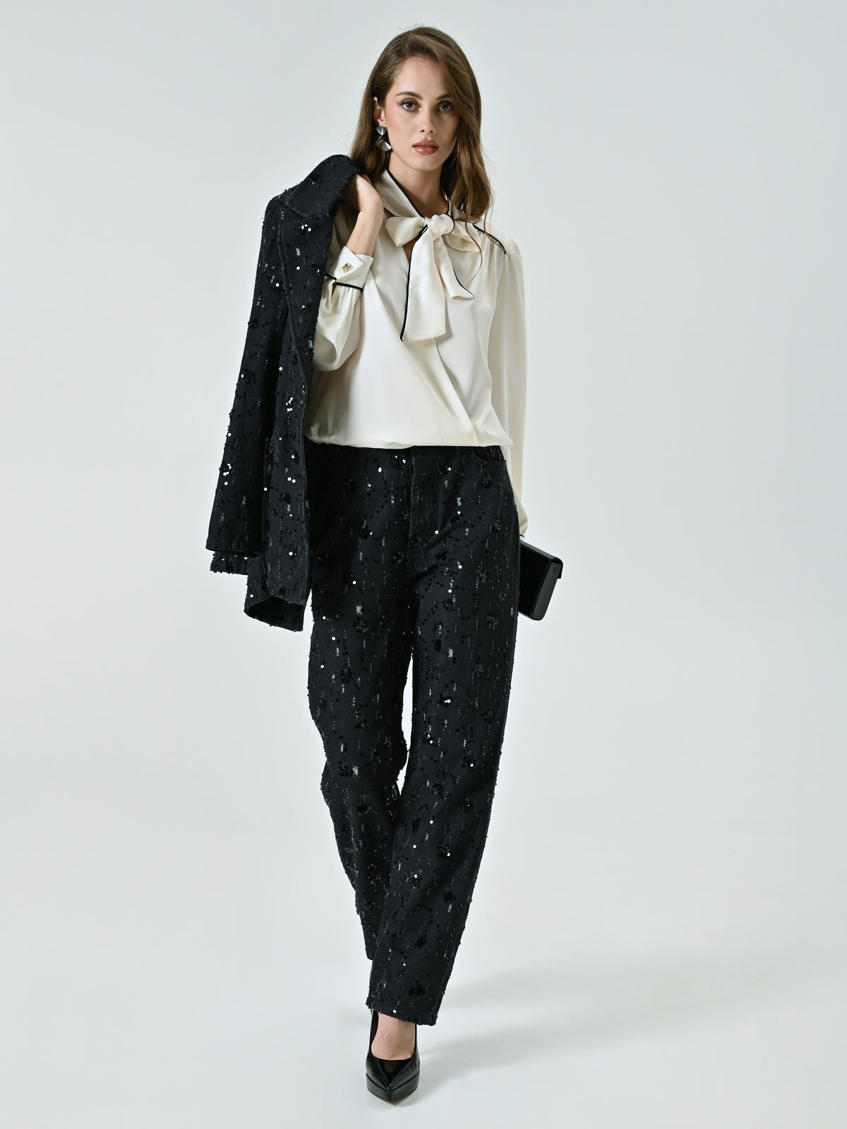 Denim Trousers Embellished with Sequins - Maska