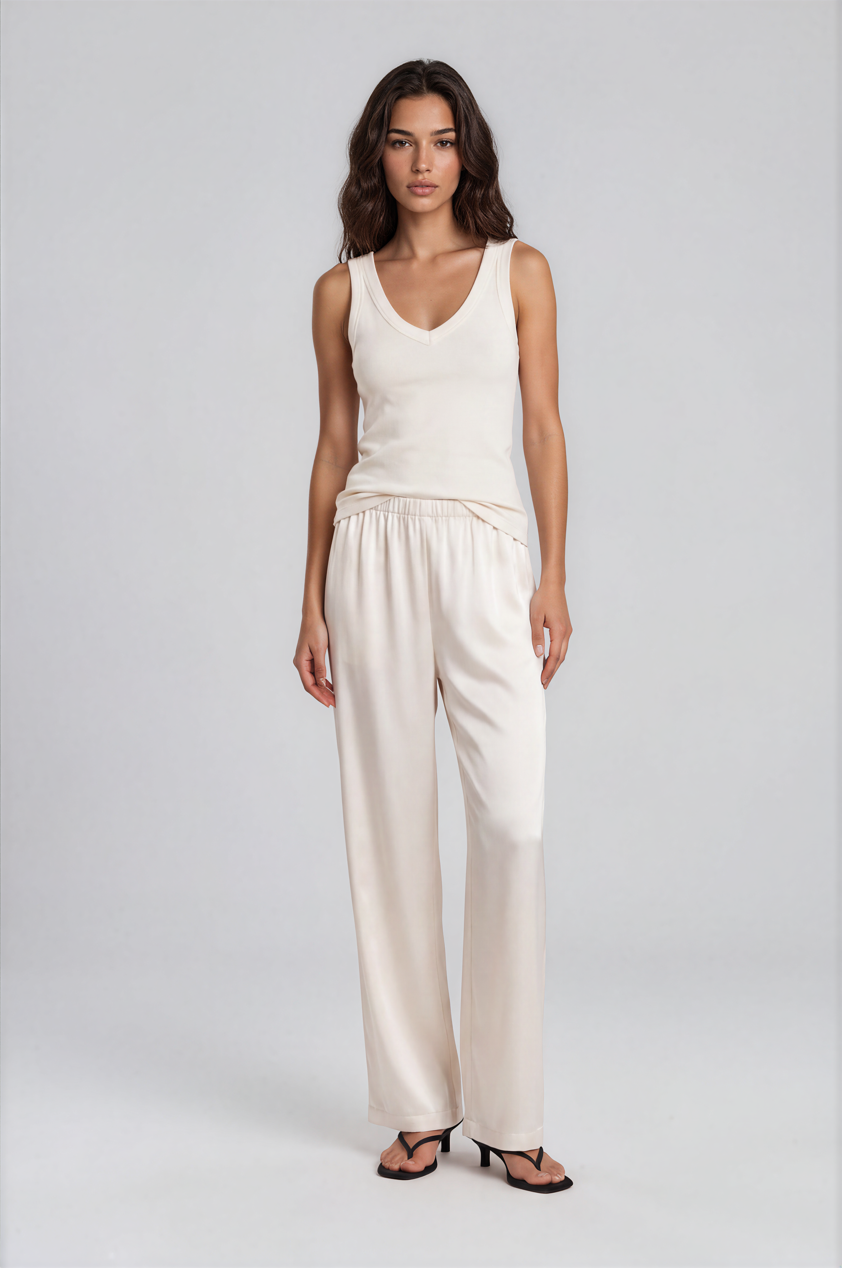 Pantalon large en satin