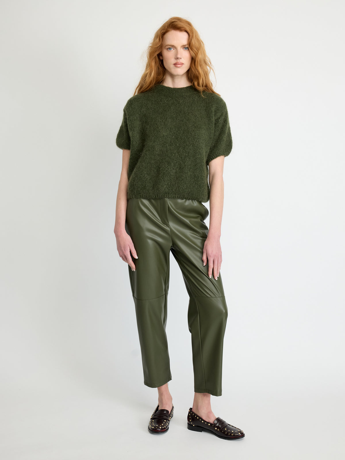 Faux Leather Split-Hem Pants - Maska