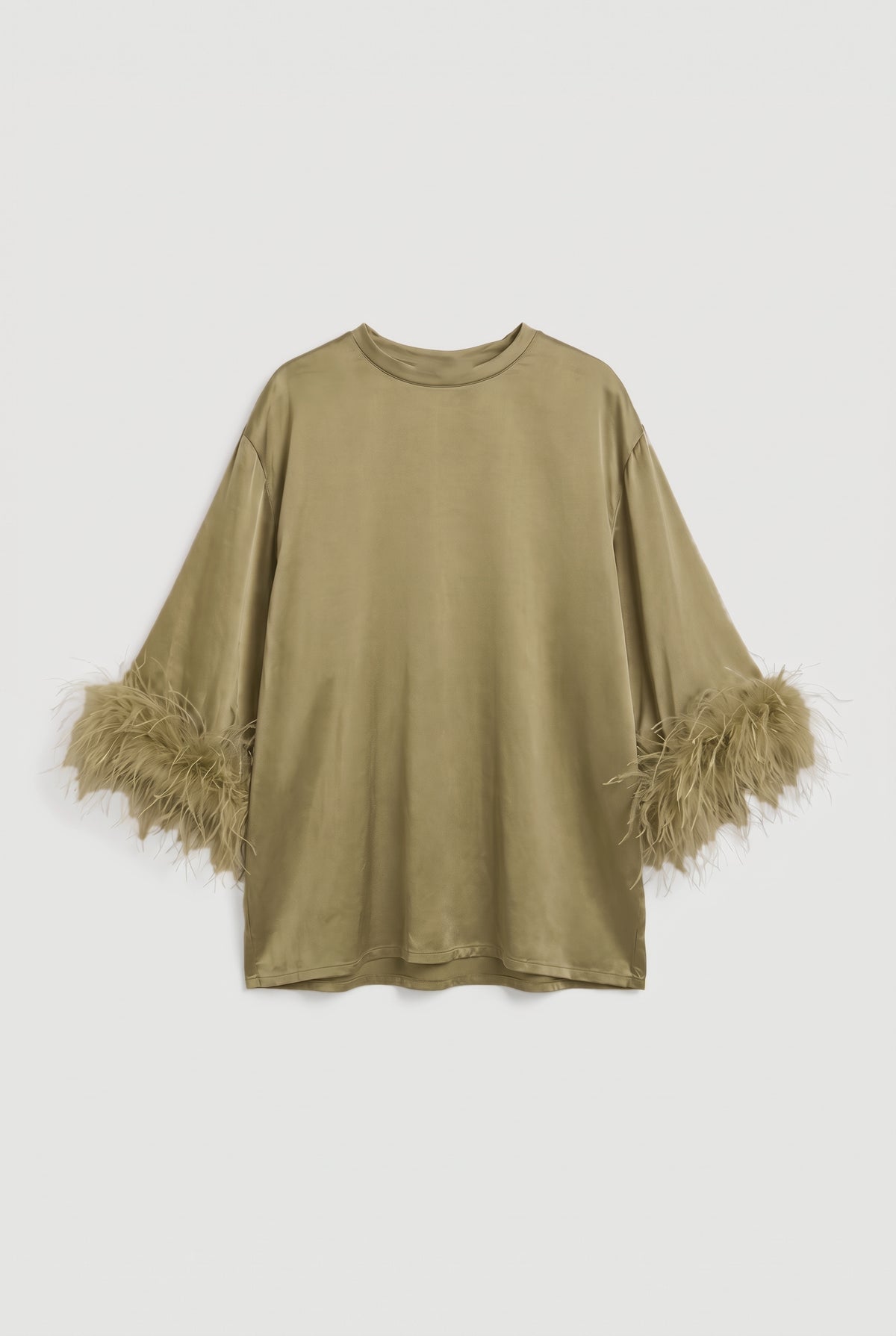 Feather-Cuff Top - Tea - flat lay