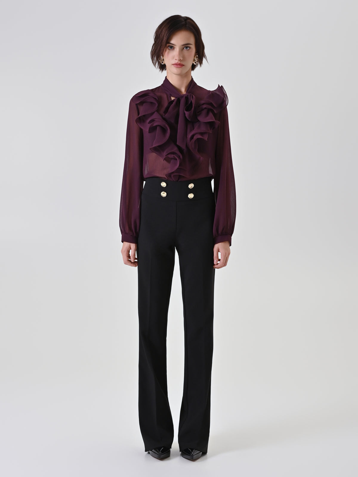 Flared Trousers with Gold Buttons - Maska