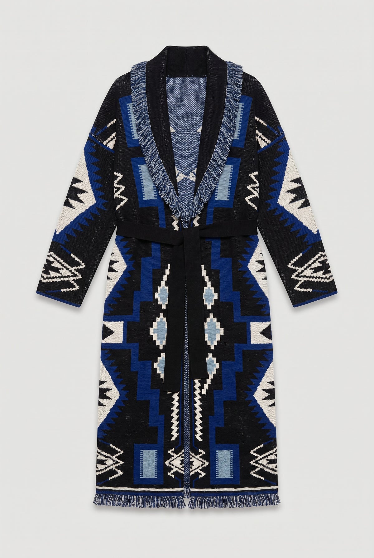 Long jacquard cardigan - Light Blue - flat lay