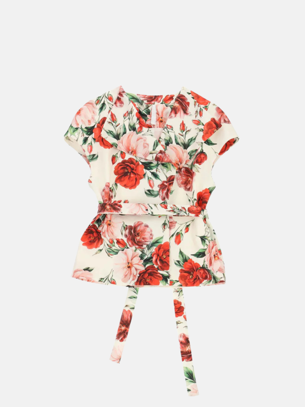 Vest with belt and floral print