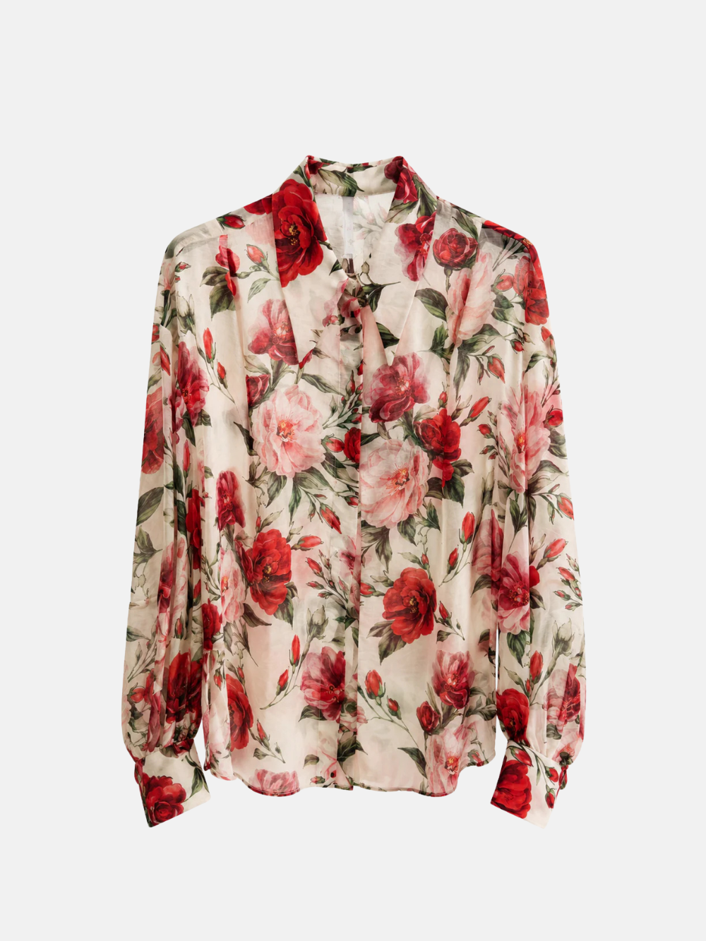 Red Floral Sheer Blouse