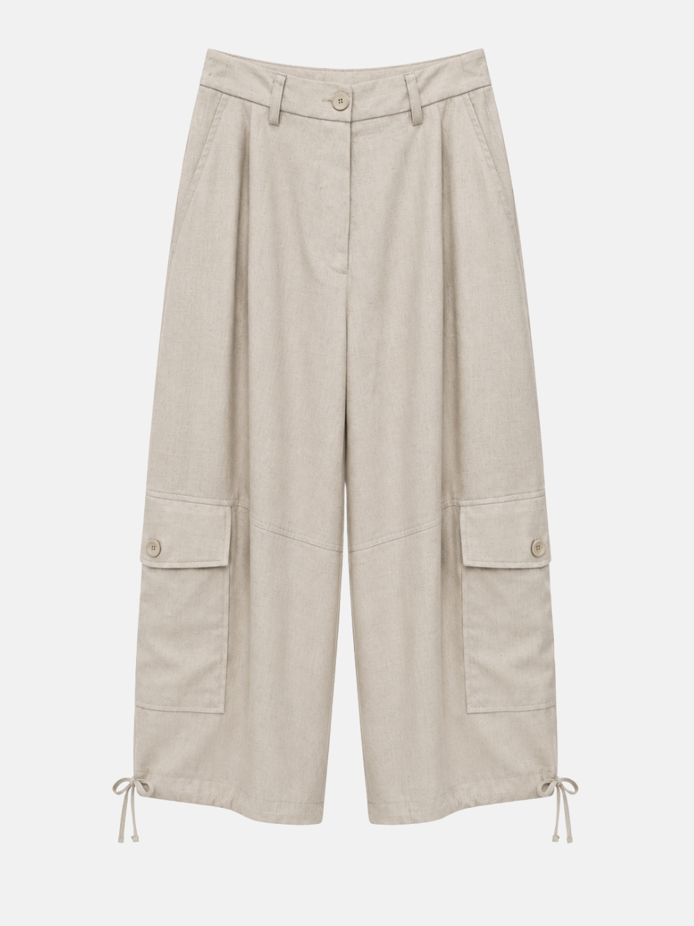 Pantalon cargo ample beige