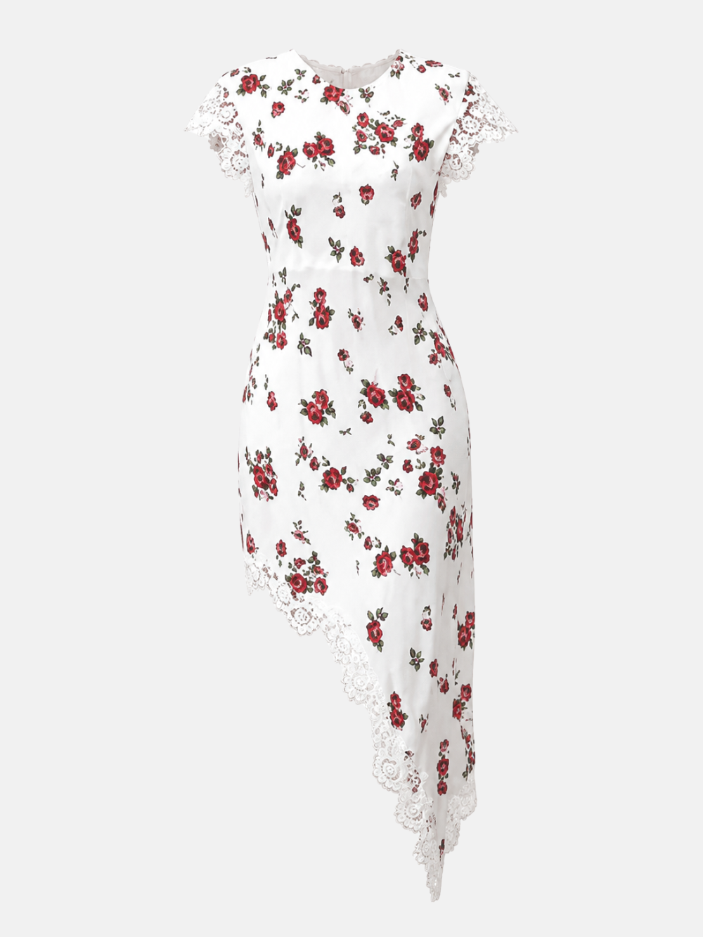 Robe midi en dentelle florale blanche