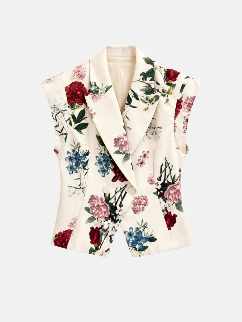 Floral Sleeveless Blazer Vest