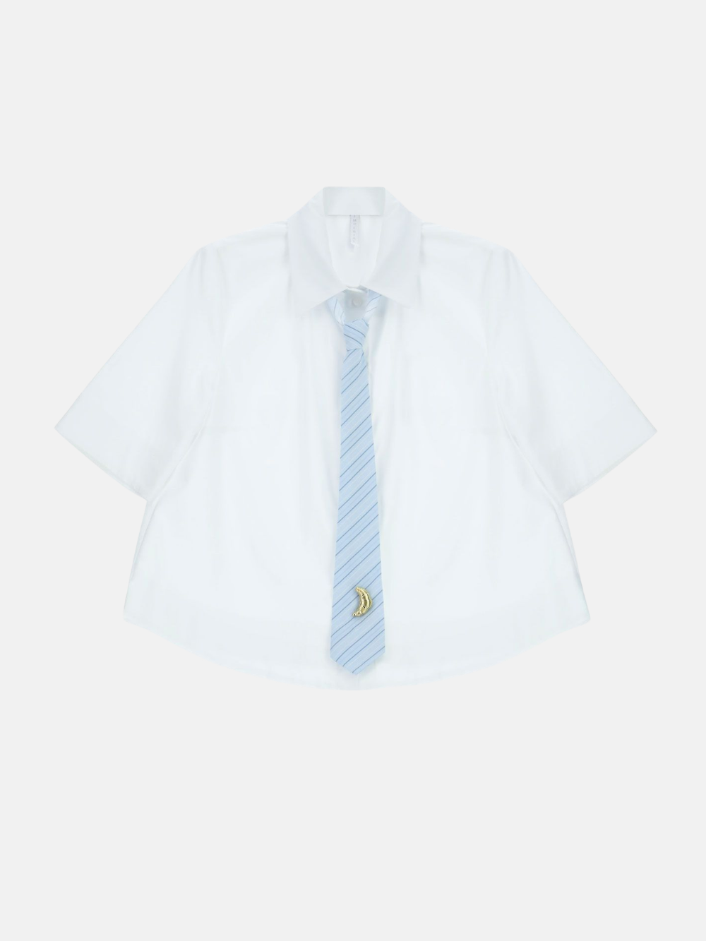 Wide-cut shirt with short decorative tie