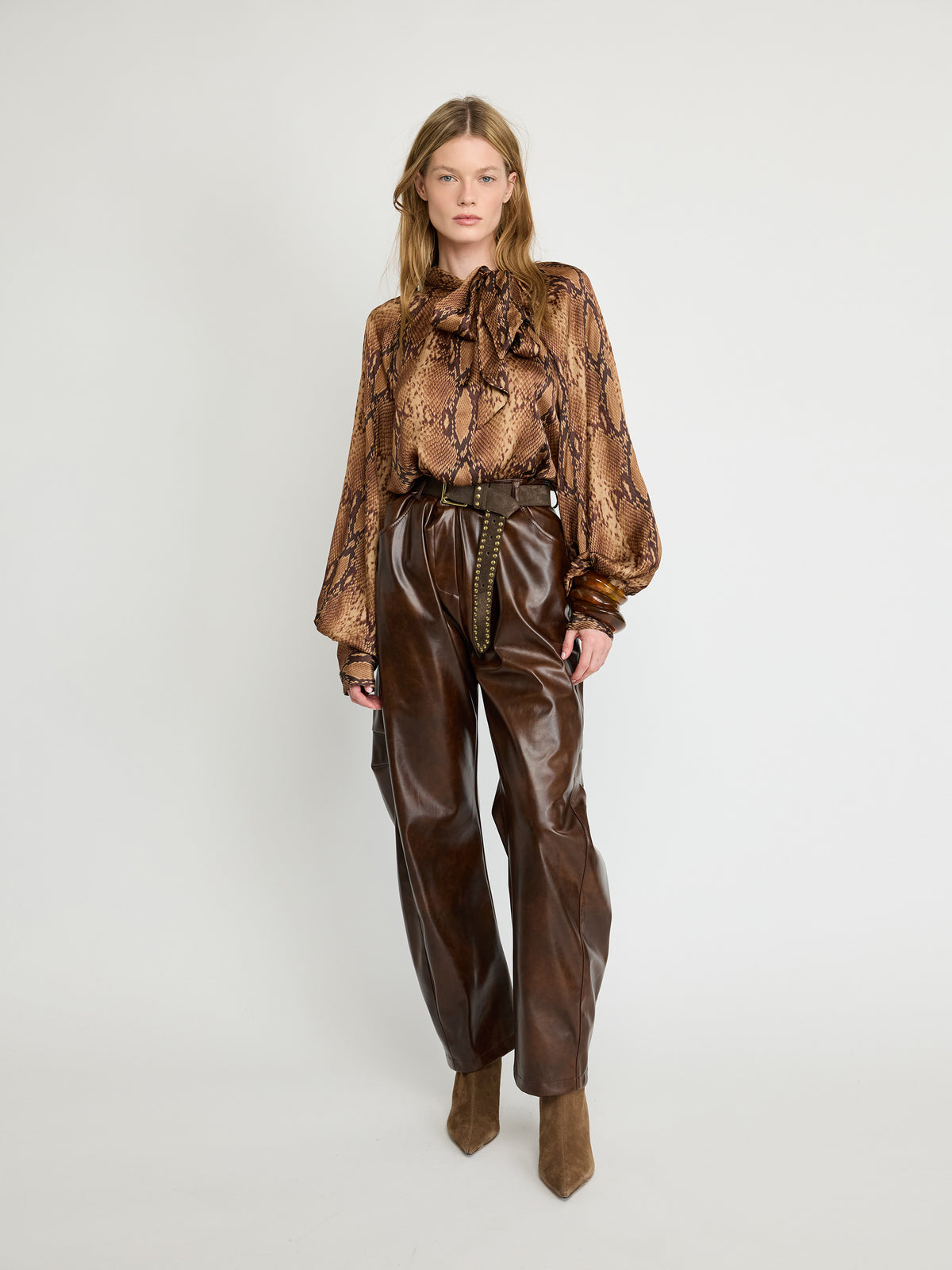 High-Waist Faux Leather Pants - Maska