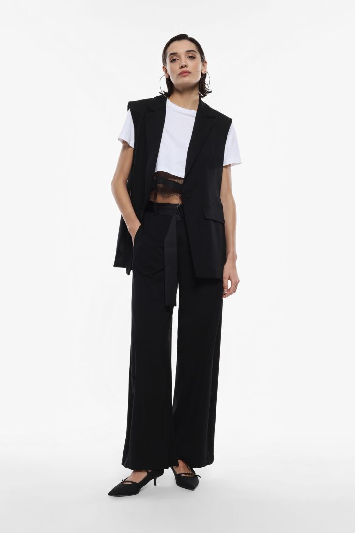 High-waisted belted trousers - Maska