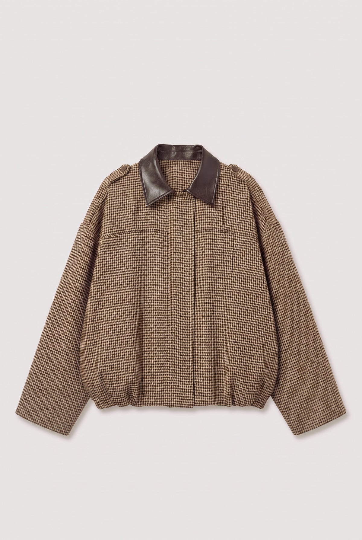 Houndstooth Jacket - Beige/Brown - flat lay