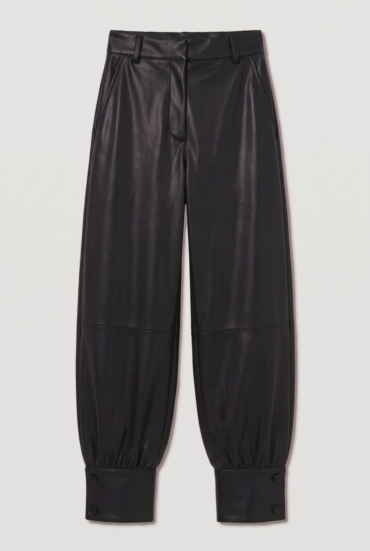 Leather Cuffed Pants - Black - flat lay