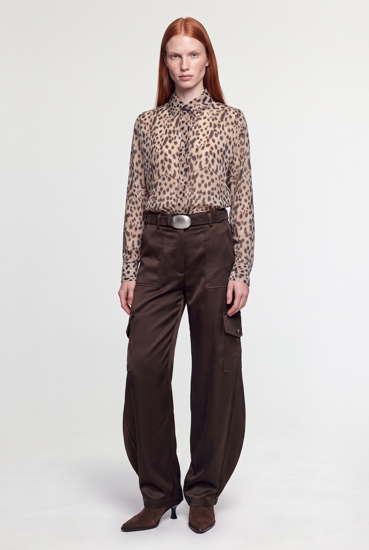 Leopard-Print Button-Up Shirt - Leopard - front view