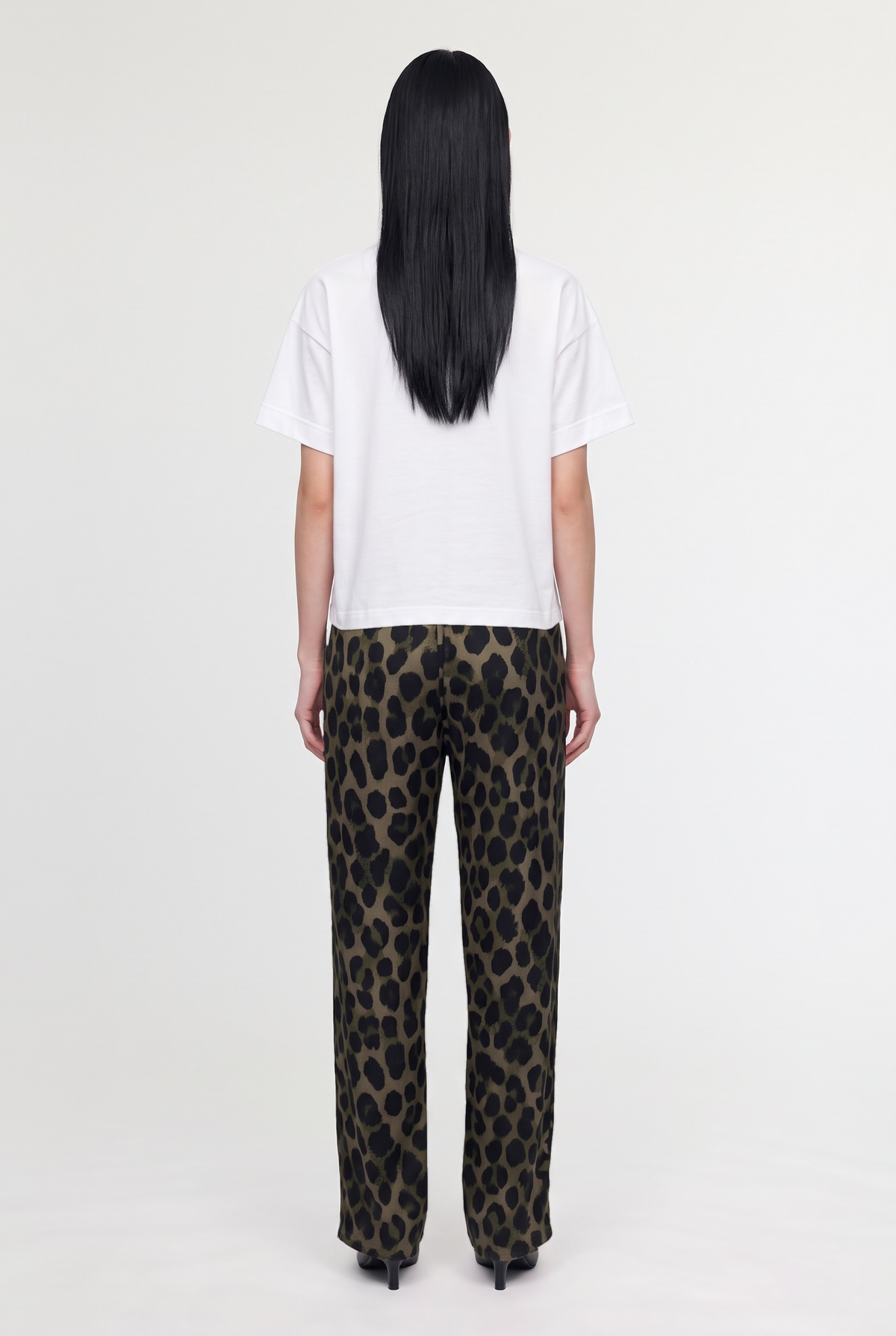 Leopard Print Drawstring Trousers - Leopard - back view