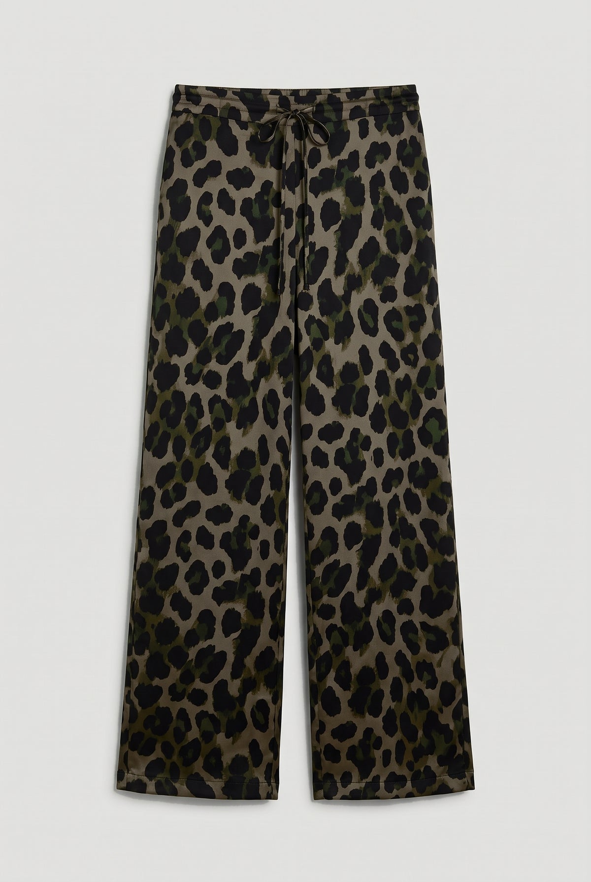 Leopard Print Drawstring Trousers - Leopard - flat lay