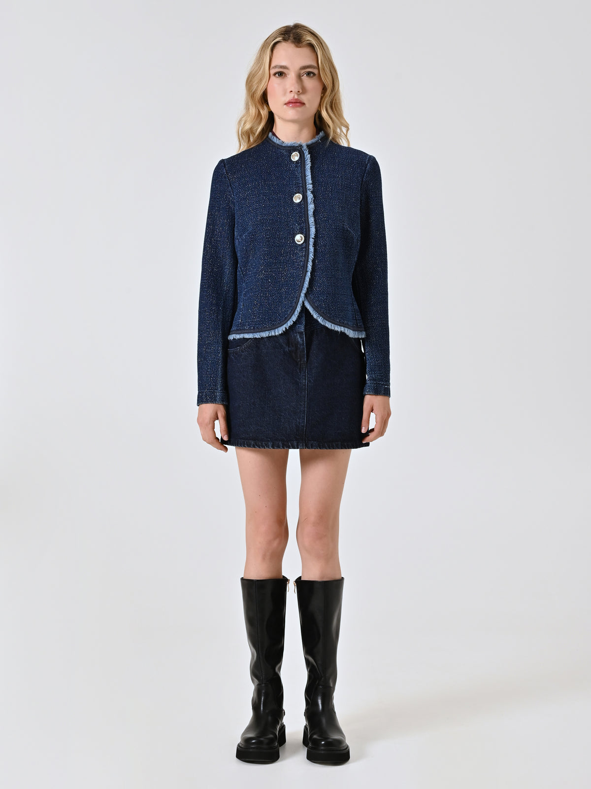 Lurex Denim Miniskirt - Maska