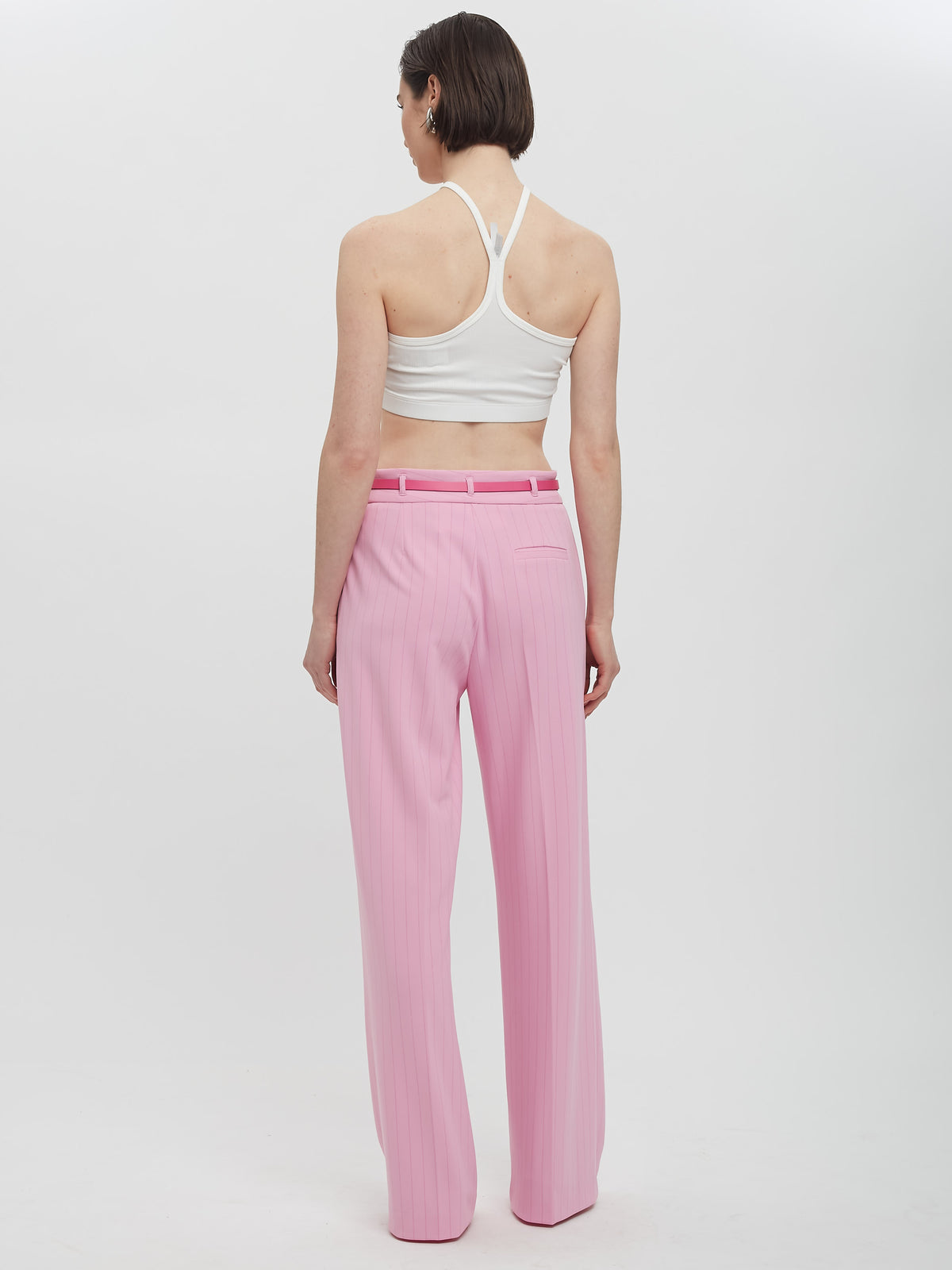 Belted Pinstripe Trousers