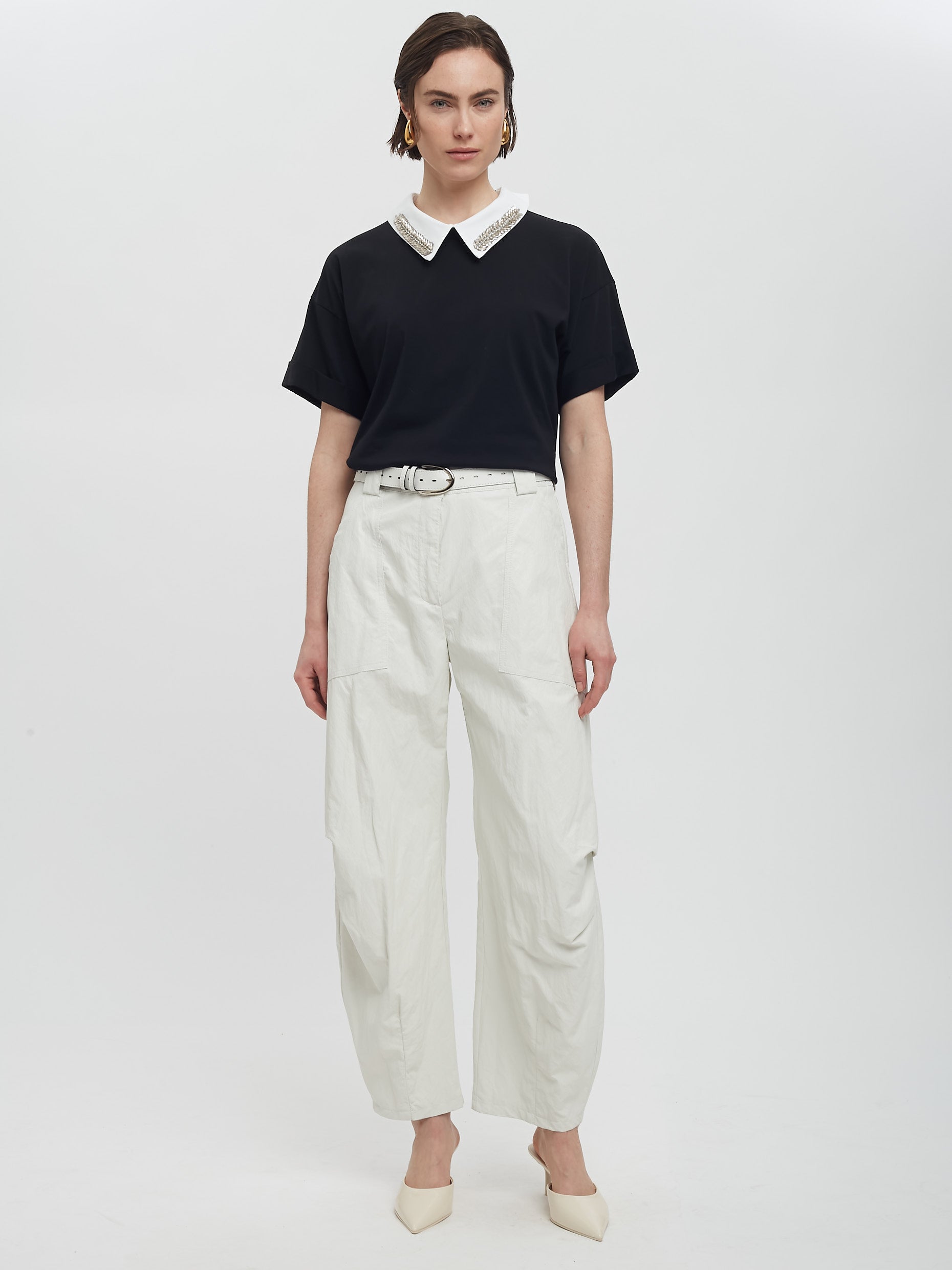 T-shirt avec col amovible ornementé