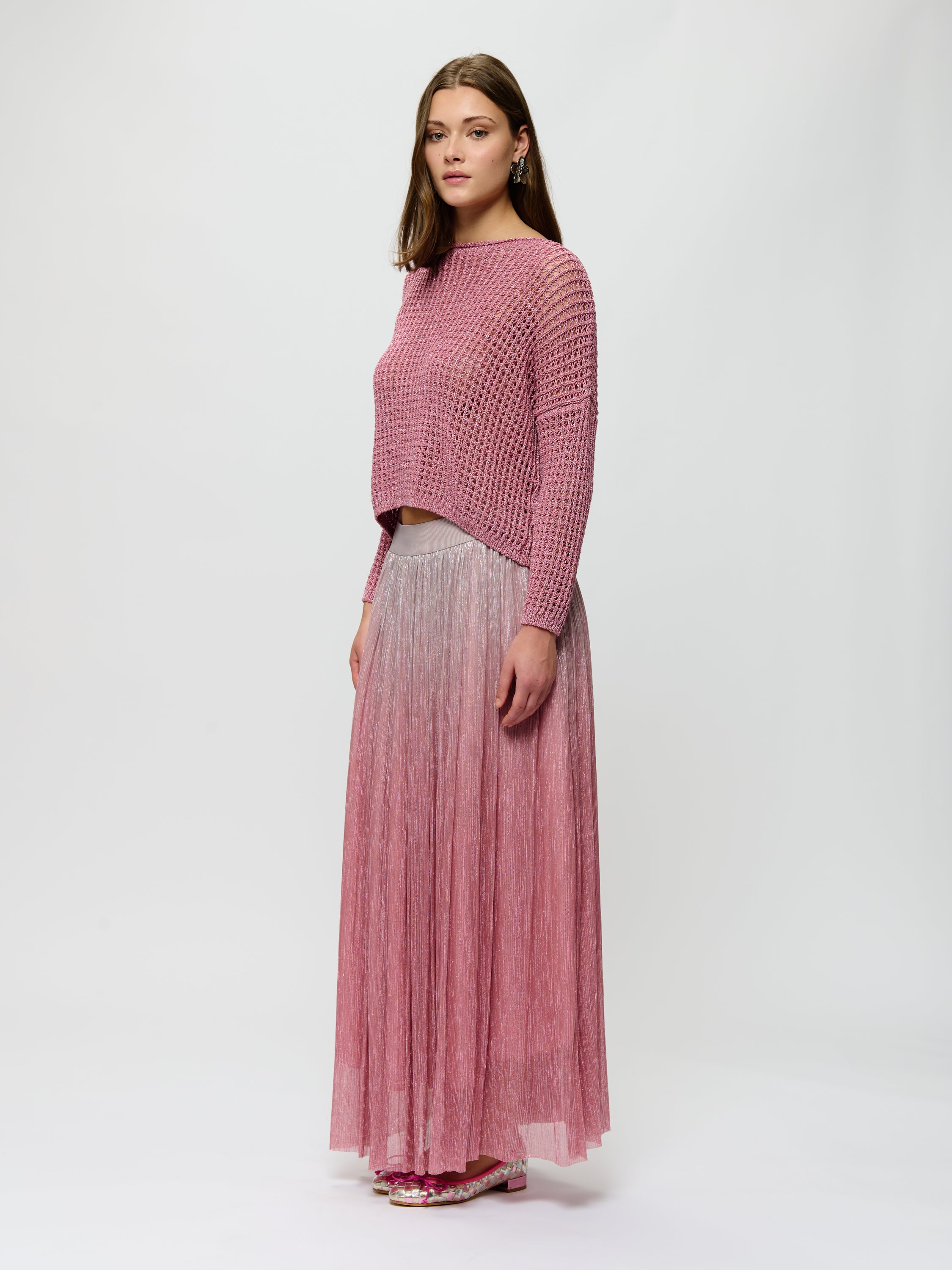 Metallic Crochet Knit Sweater