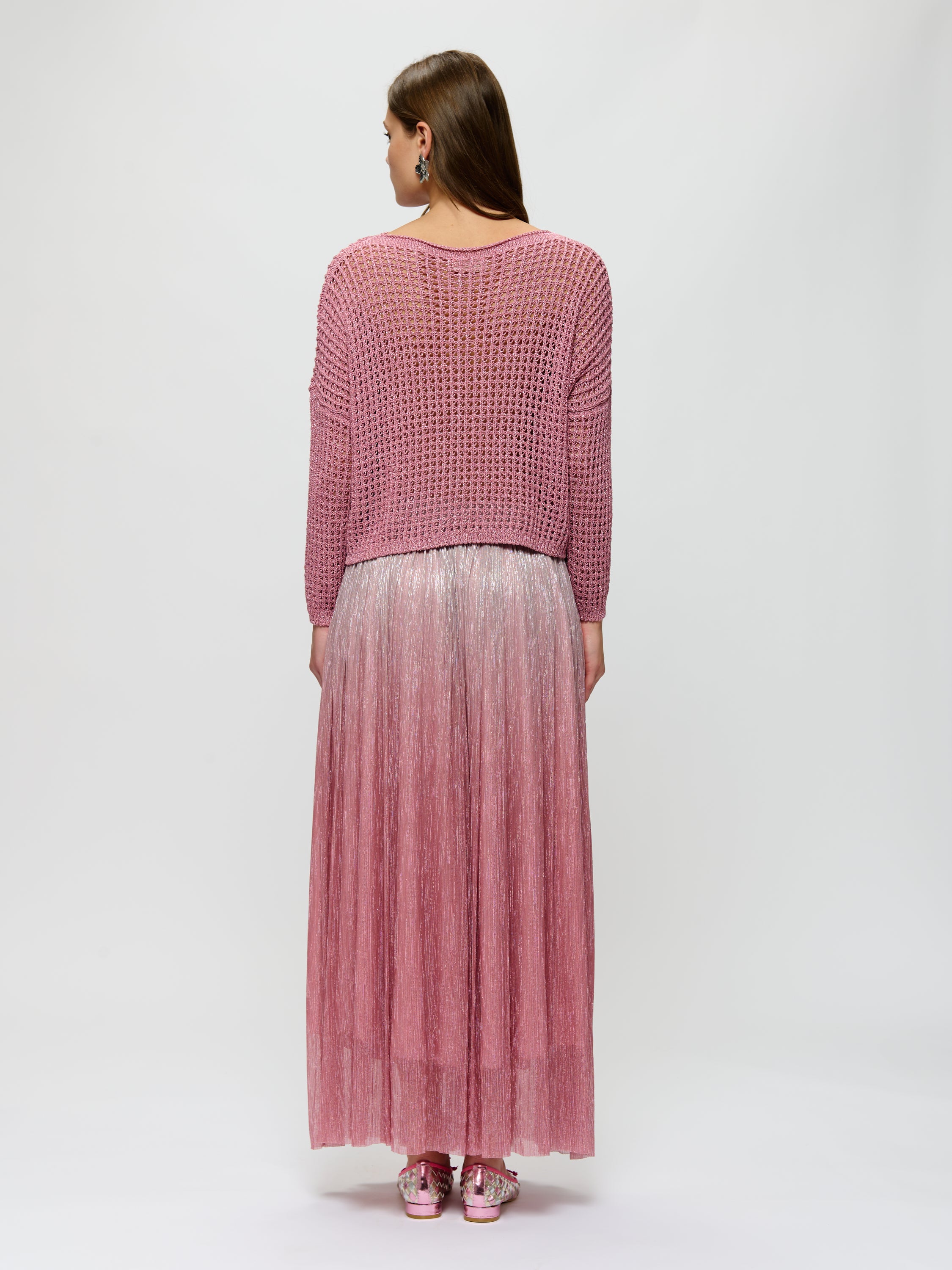 Metallic Crochet Knit Sweater