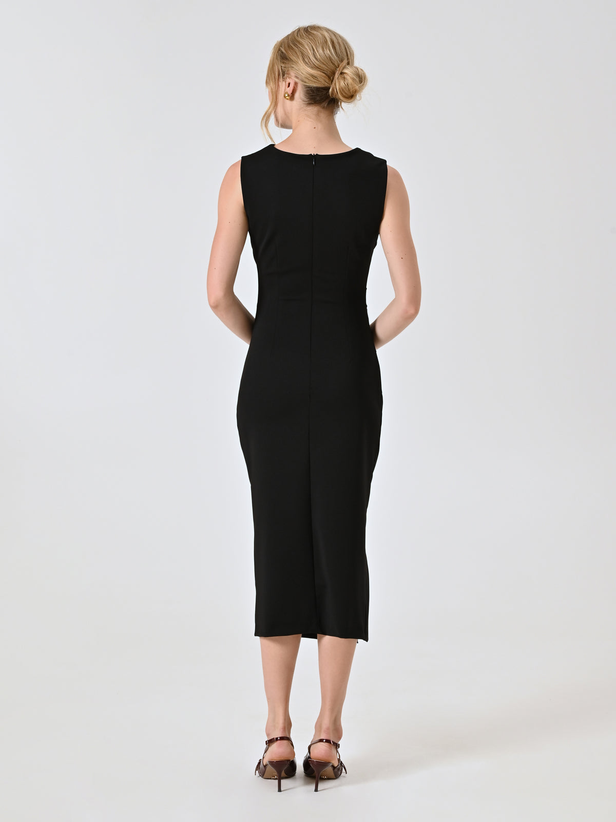Midi Sheath Dress with Bow in Milano Stitch - Maska