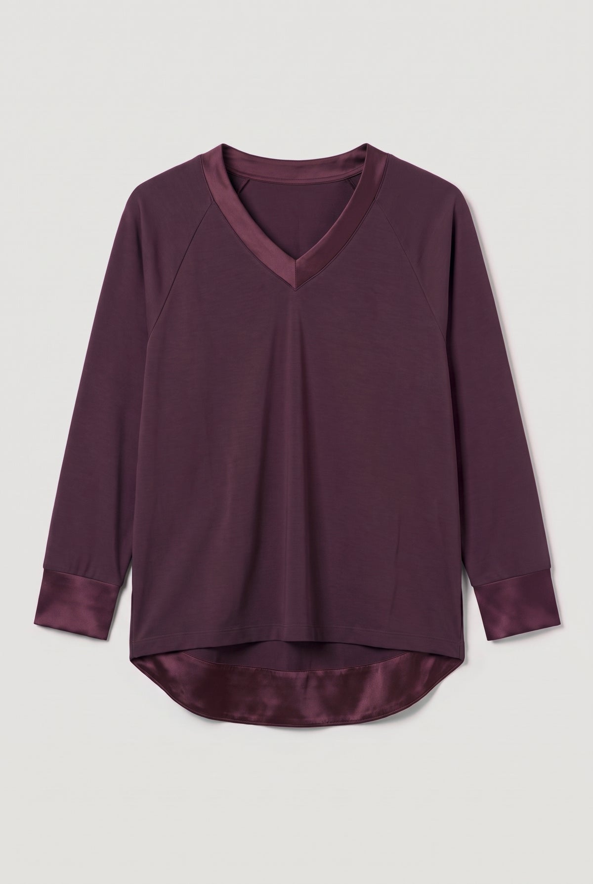 Mixed-Fabric Top - Burgundy - flat lay