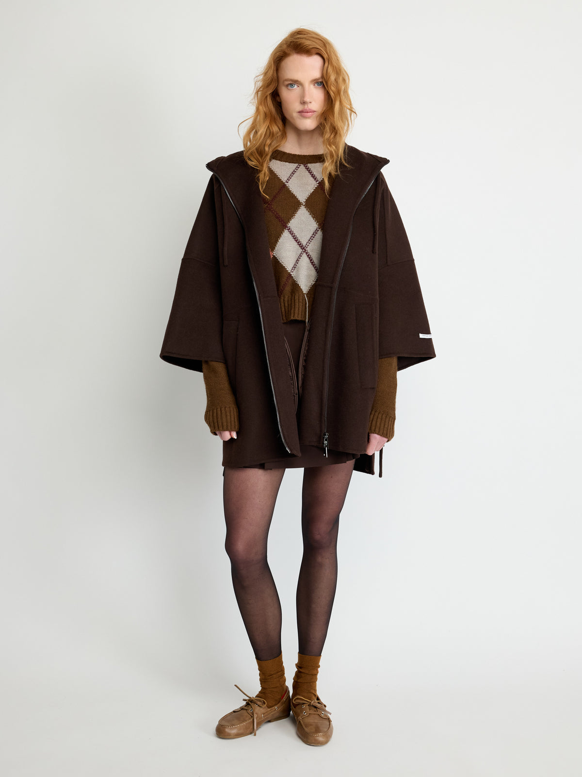 Oversized Hooded Cape Jacket - Maska